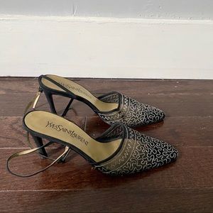 Yves Saint Laurent Shoes - YVS Vintage Slingback Mesh Kitten Heels Sz 6.5 Yves Saint Laurent Shoes - YVS Vintage Slingback Mesh Kitten Heels Sz 6.5